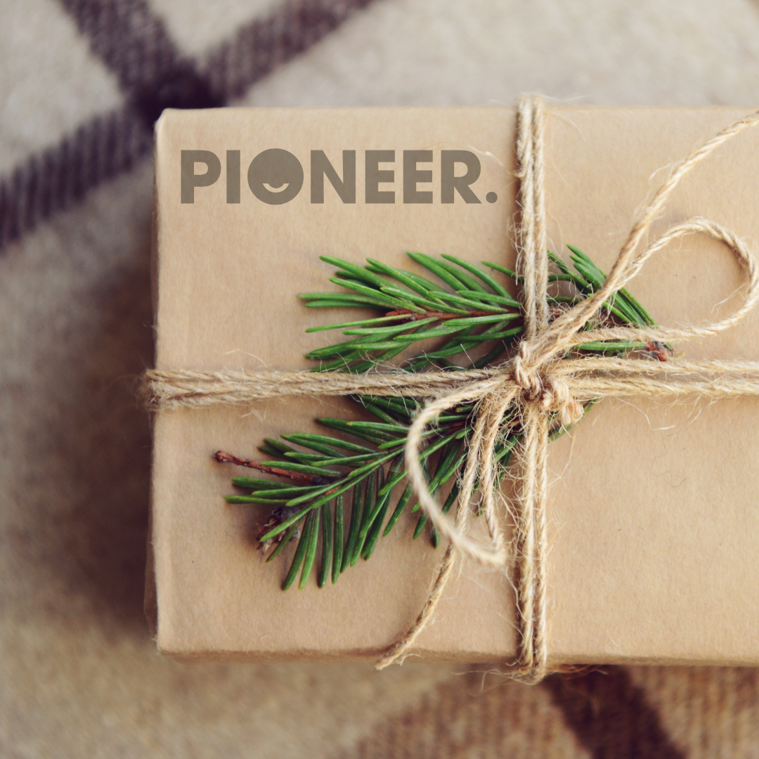 An image of a Pioneer Clothing gift in recycled packaging 