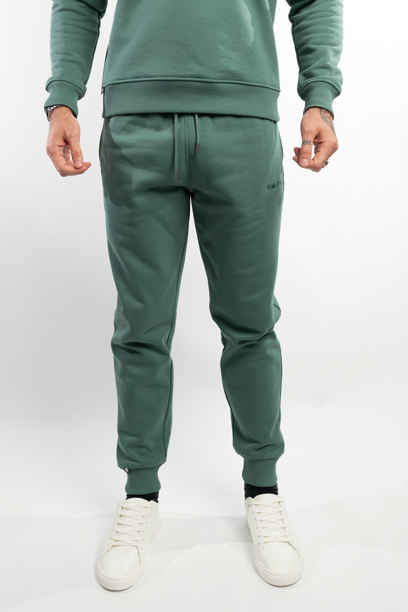 Dark Forest Green joggers made with organic cotton and recycled materials