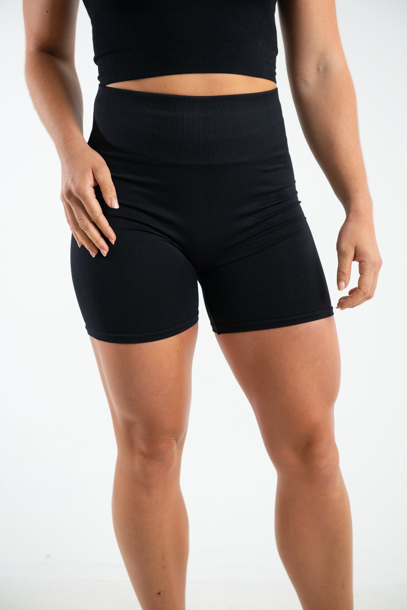 Black high waisted cycle fashion shorts