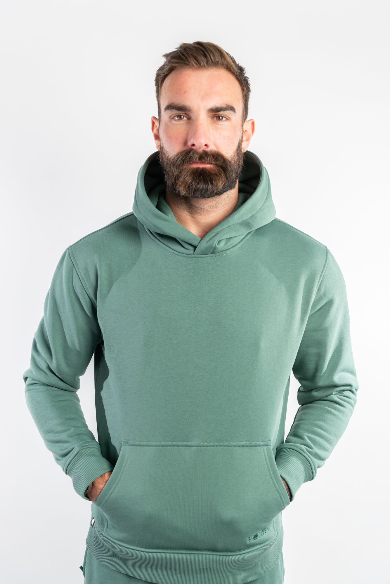 Dark Forest Green Hoodie made with organic cotton and recycled materials