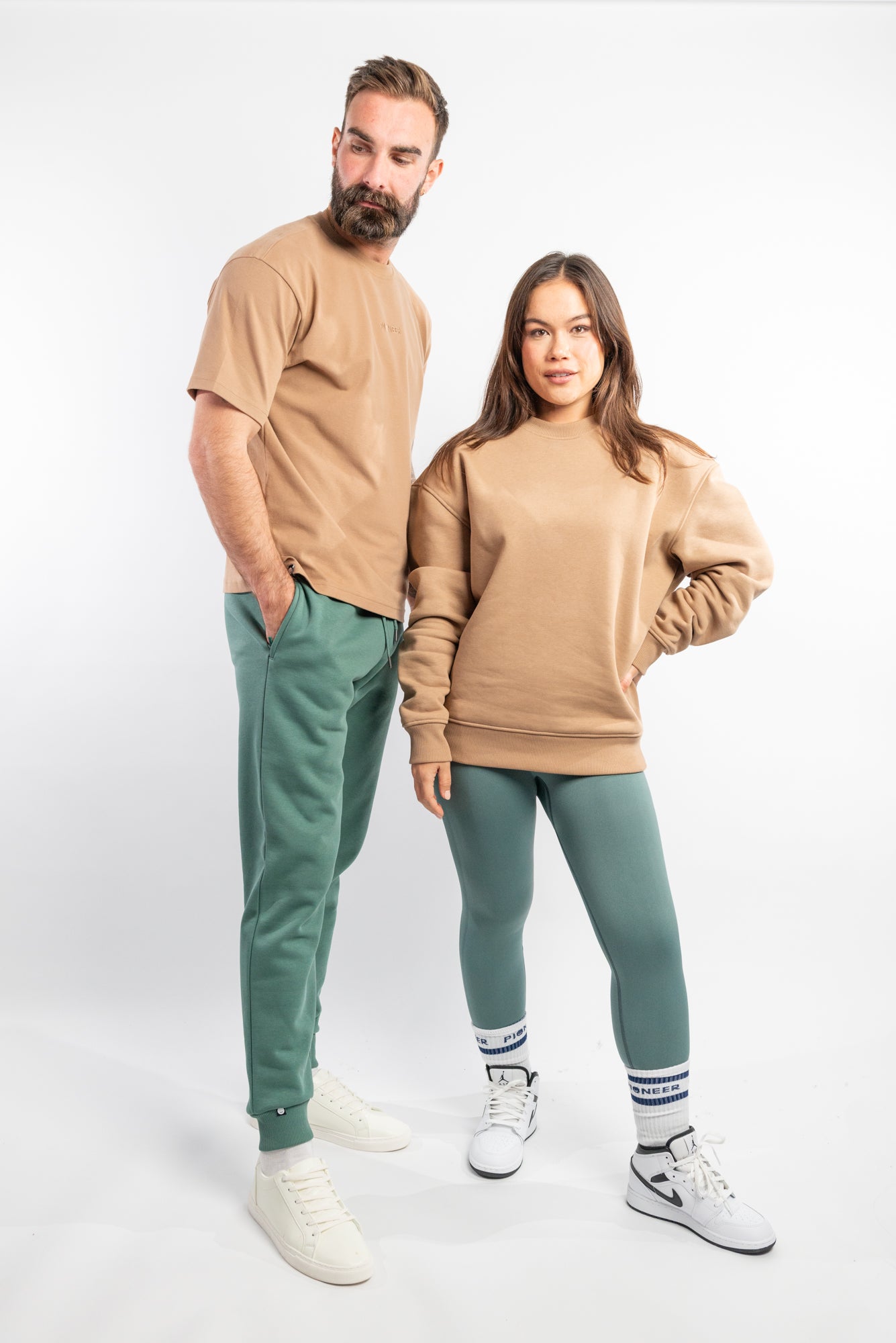 Dark Forest Green Joggers Models-36