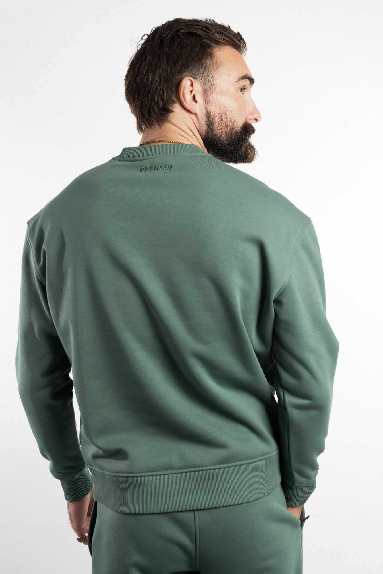 Dark Forest Green Crew Neck Sweatshirt made from sustainable eco-friendly materials