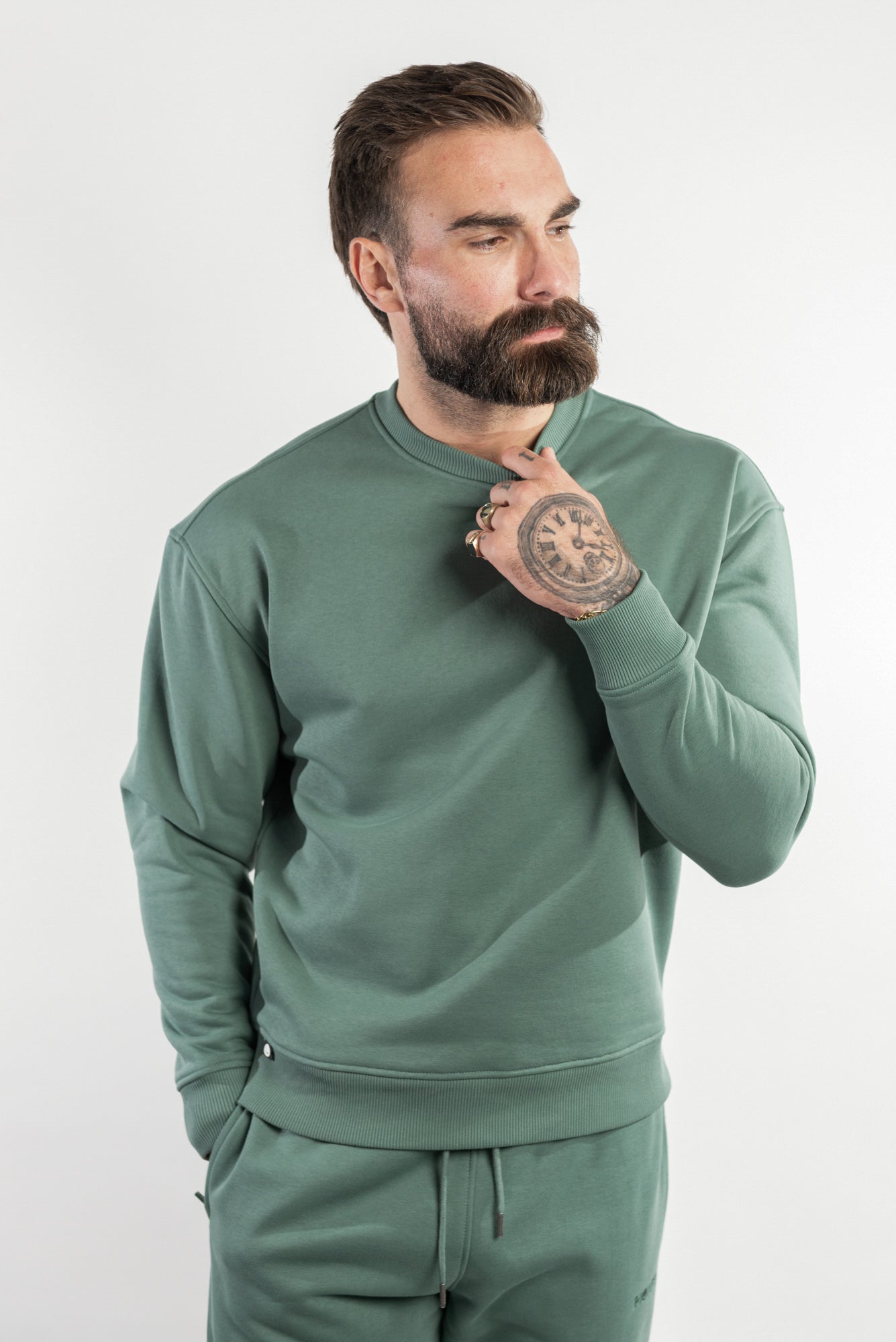 Dark Forest Green Crew Neck Sweatshirt made from sustainable eco-friendly materials