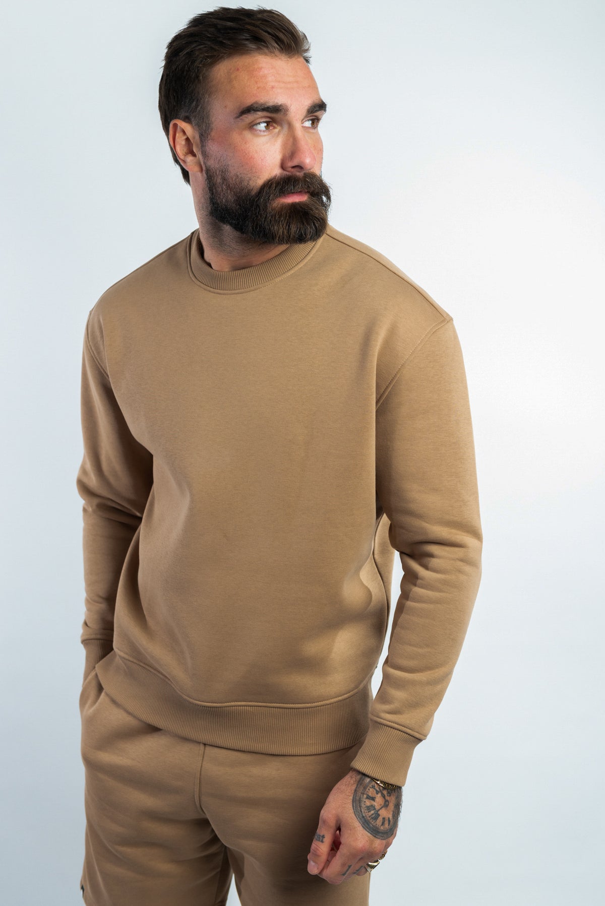 Hazelnut Crew Neck Sweatshirt made from sustainable eco-friendly materials