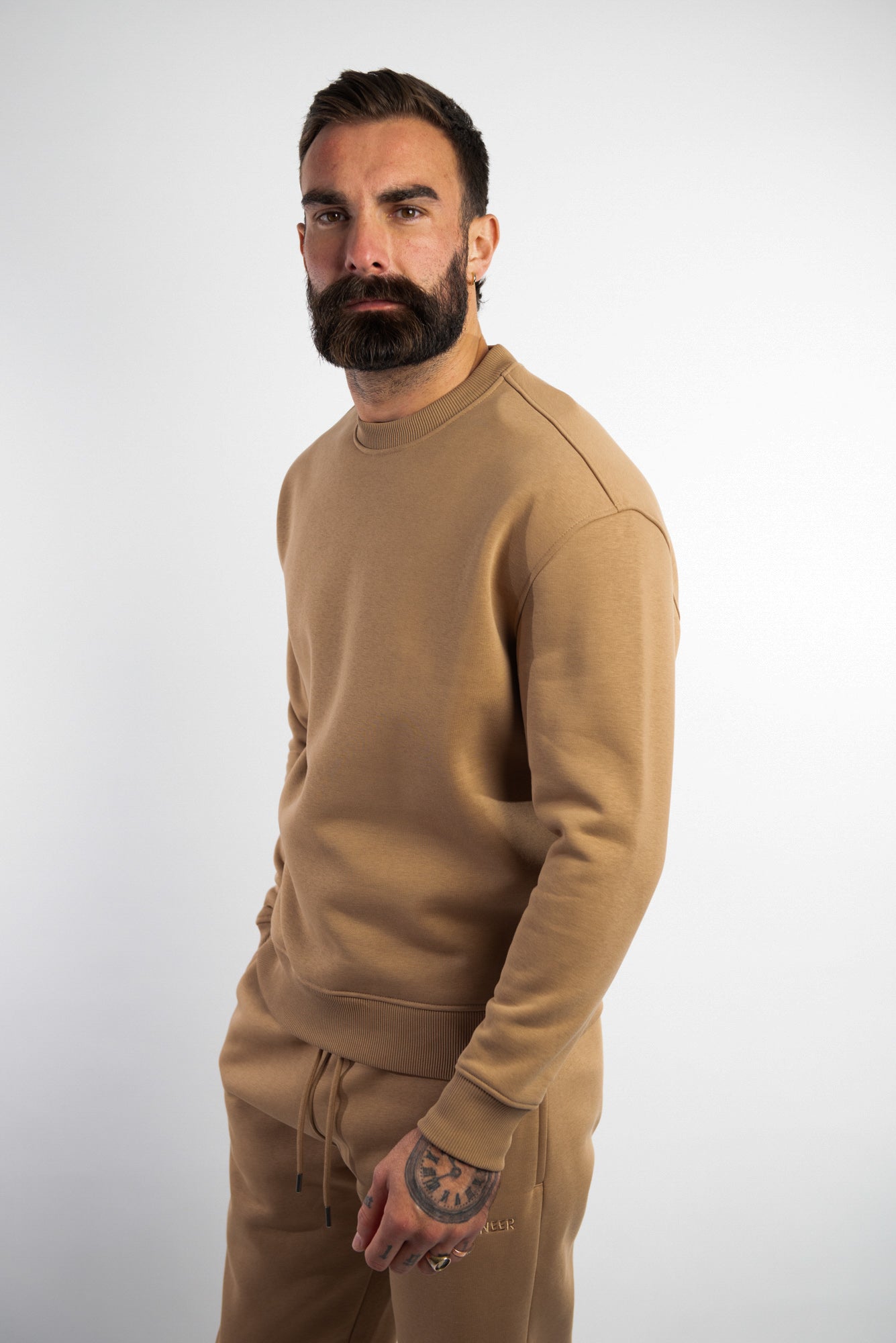 Hazelnut Crew Neck Sweatshirt made from sustainable eco-friendly materials