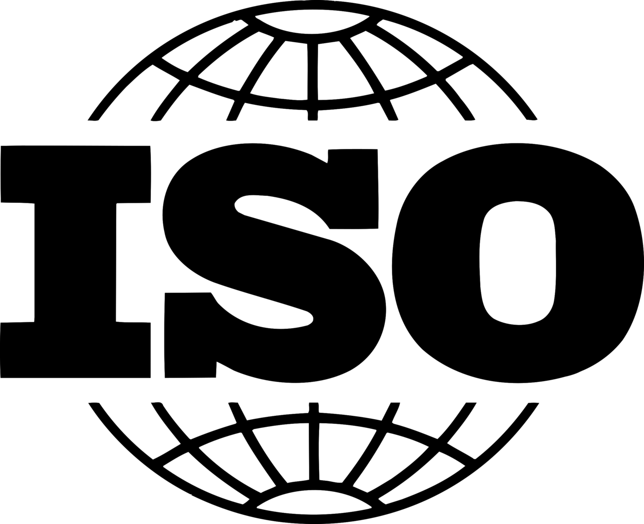 Logo of ISO in black.