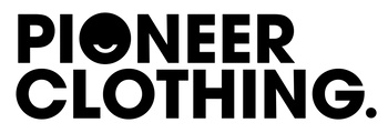 Logo of Pioneer Clothing in black.