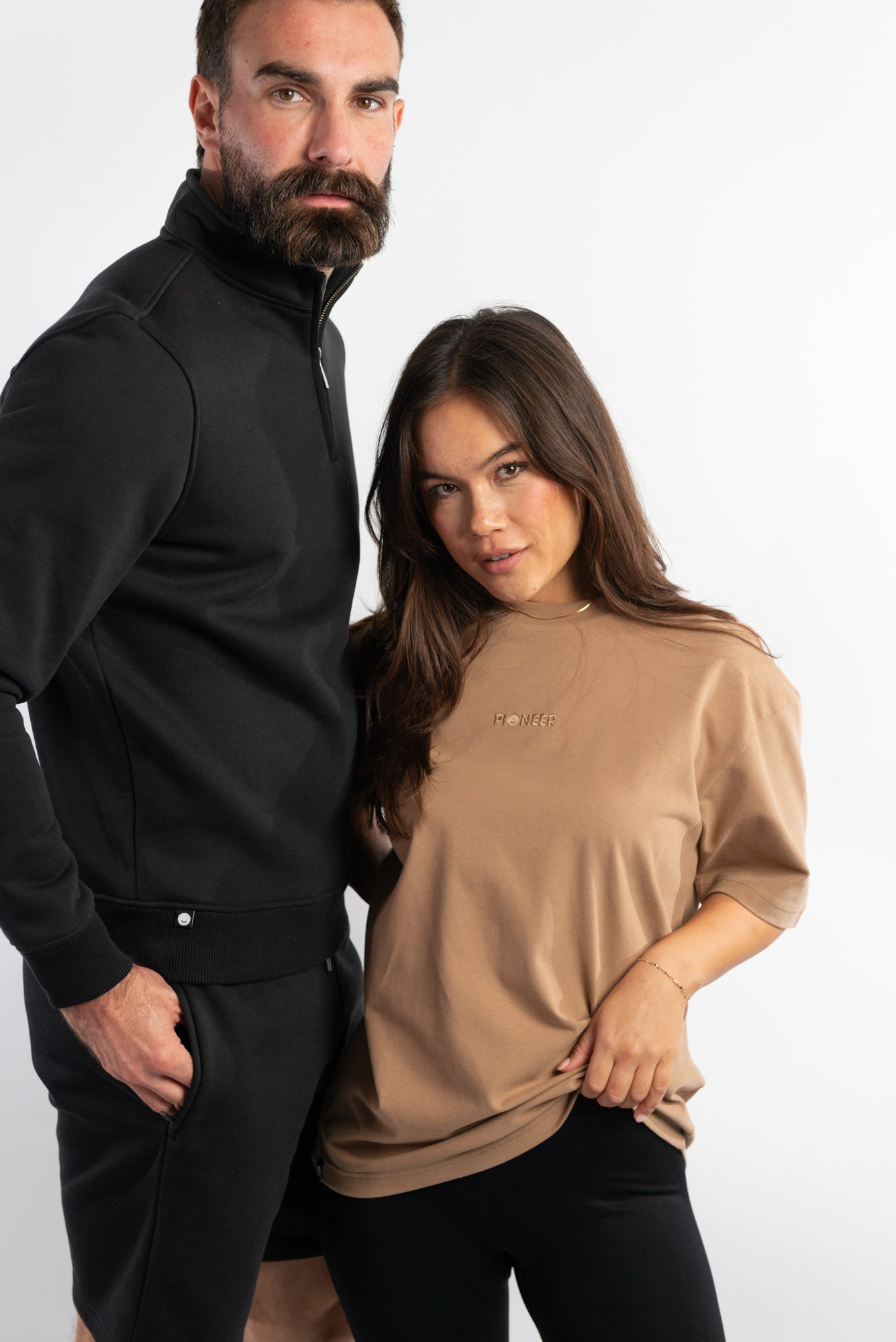 Black Quarter Zip Top made from sustainable eco-friendly materials