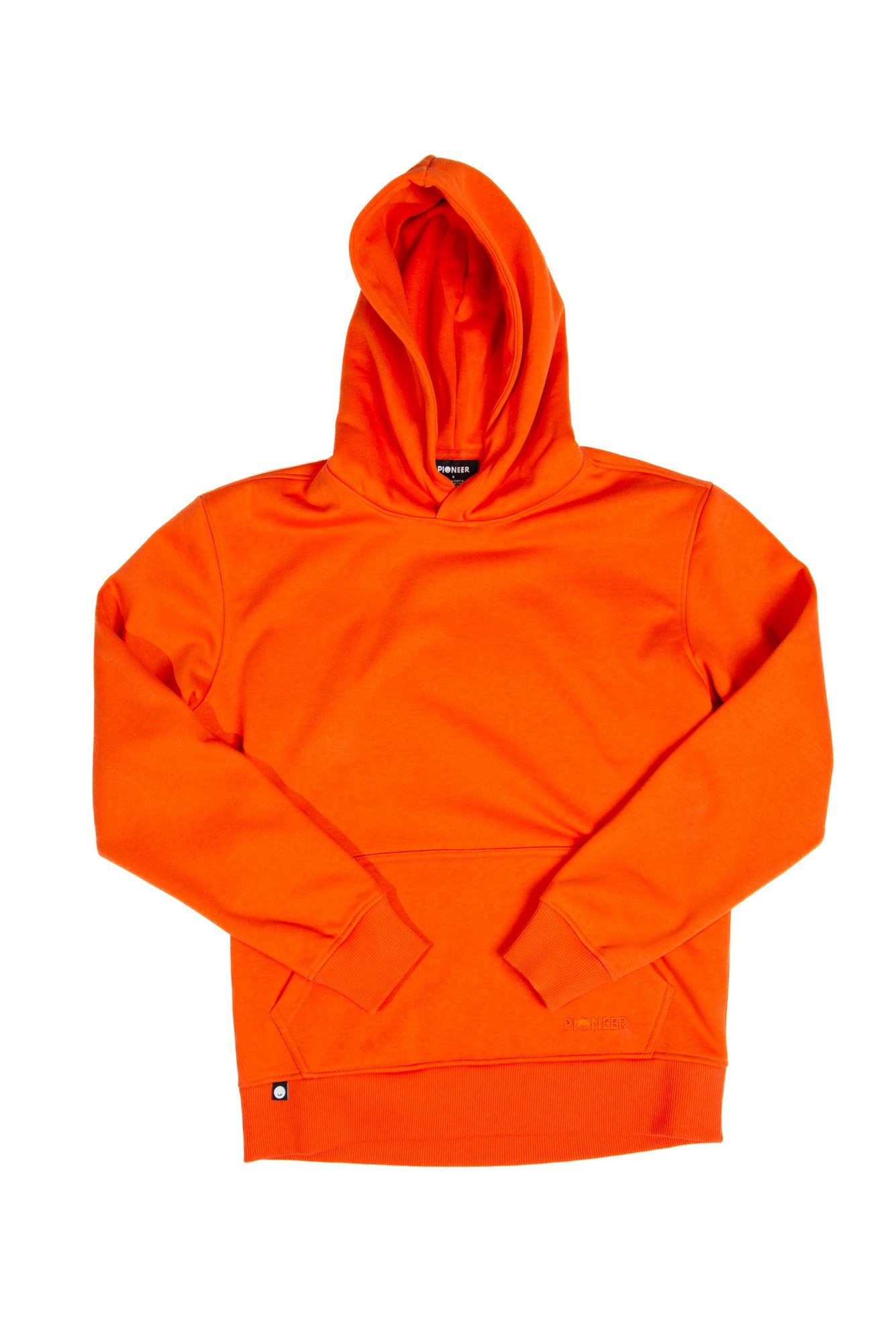 Mandarin Red Hoodie made with organic cotton and recycled materials